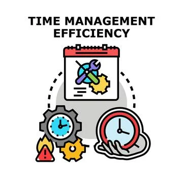 Time management efficiency concept with clocks and gears Stock Illustration
