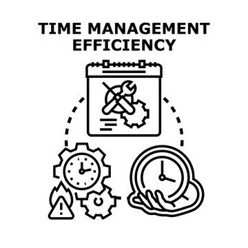 Time management efficiency concept with clocks and gears Stock Illustration