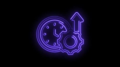Time management efficiency with gear and arrow productivity improvement neon Stock Footage 330777511