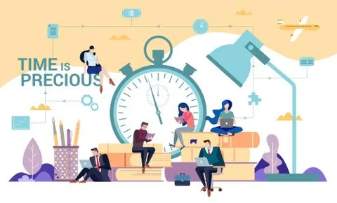 Time management, efficiency, productivity concept. Flat illustration concept. Illustrazione stock