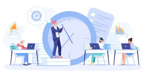 Time management, failure deadline productivity Stock Illustration