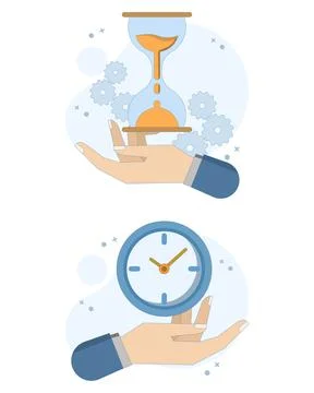Time management featuring a hand holding a clock, symbolizing scheduling Stock Illustration