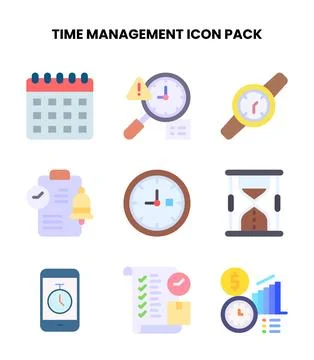 Time Management Flat Collection Icons Pack Stock-Illustration