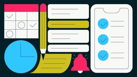 Time Management Flat Concept Illustration Stock Illustration