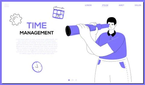 Time management - flat design style web banner Stock Illustration