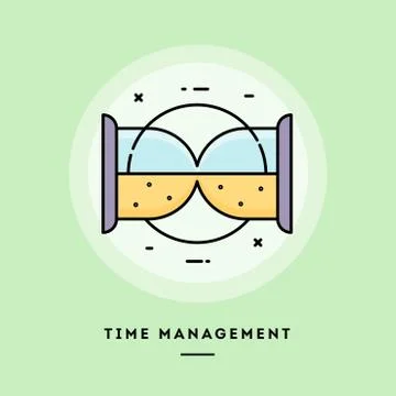 Time management, flat design thin line banner. Stock Illustration