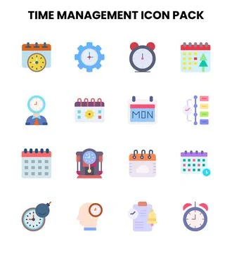 Time Management Flat Graphics Icons Pack Stock Illustration