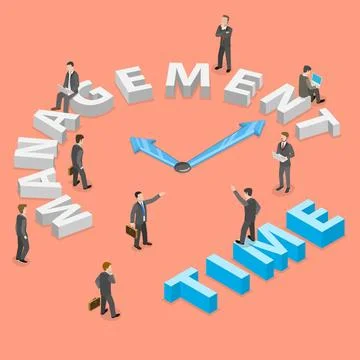 Time management flat isometric concept of planning, organization of workin... Stock Photos
