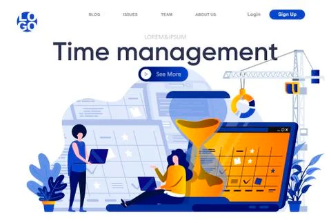 Time management flat landing page. Stockillustratie