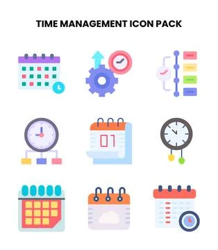 Time Management Flat UI Icons Pack Stock Illustration