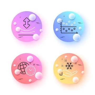 Time management, Freezing and Dot plot minimal line icons. For web application Ilustración de archivo