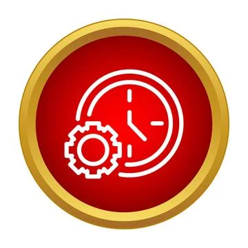 Time management gear clock setting productivity icon Stock Illustration