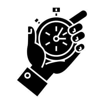 Time management - hand timer icon, vector illustration, black sign on isolated Stock Illustration