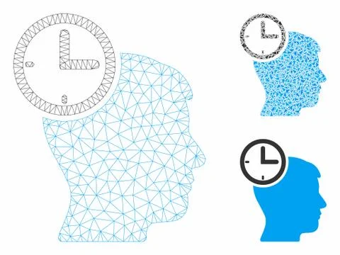 Time Management Head Vector Mesh Wire Frame Model and Triangle Mosaic Icon Stockillustratie