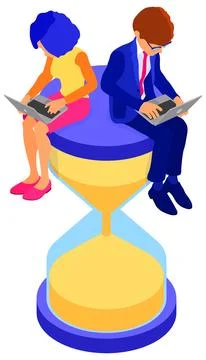 Time management with hourglass Stock Illustration