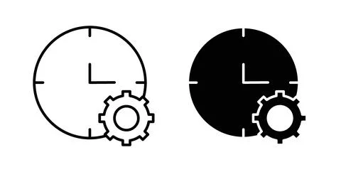 Time management icon in black and white. vector icon pack for websites Stock Illustration