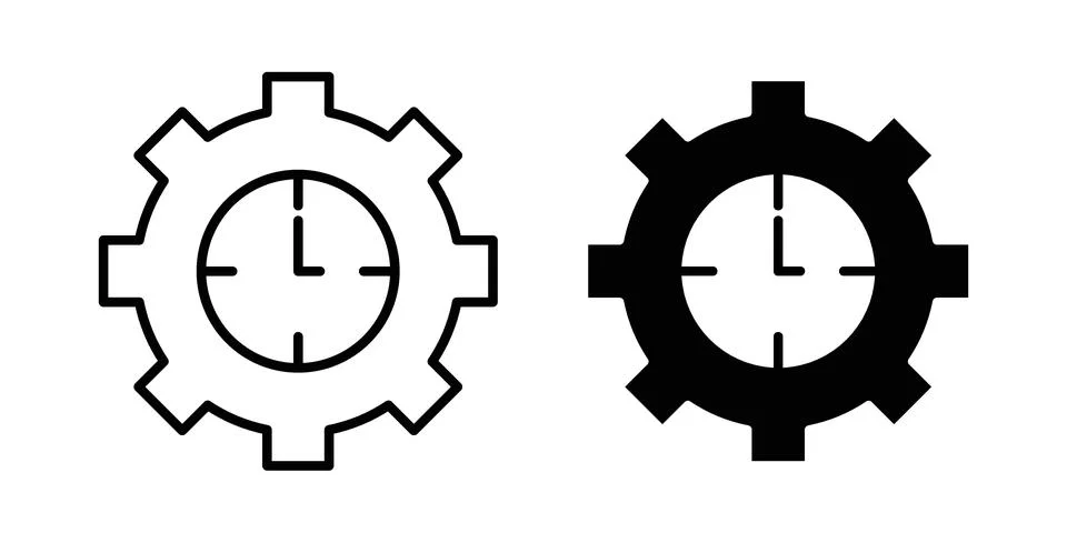 Time management icon black vector isolated on white Stock Illustration