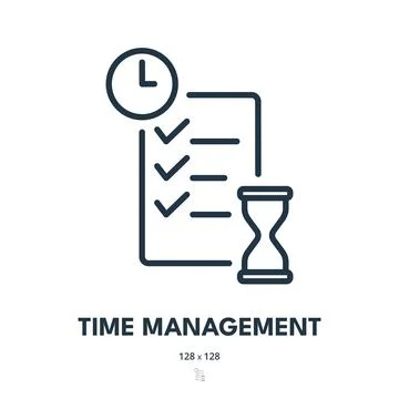 Time Management Icon. Clock, Schedule, Efficiency. Editable Stroke. Simple .. Stock Illustration