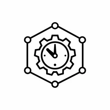 Time Management Icon - Efficiency Gear Line Art Vector Illustrazione stock