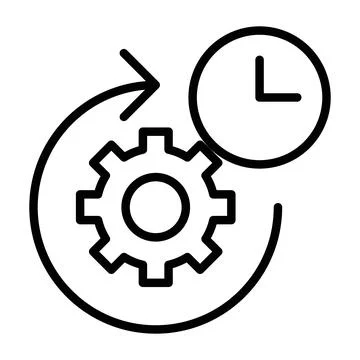 Time management icon linear logo mark in black and white Stock Illustration