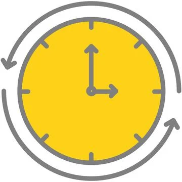 Time management icon vector clock watch with round arrow design Illustrazione stock