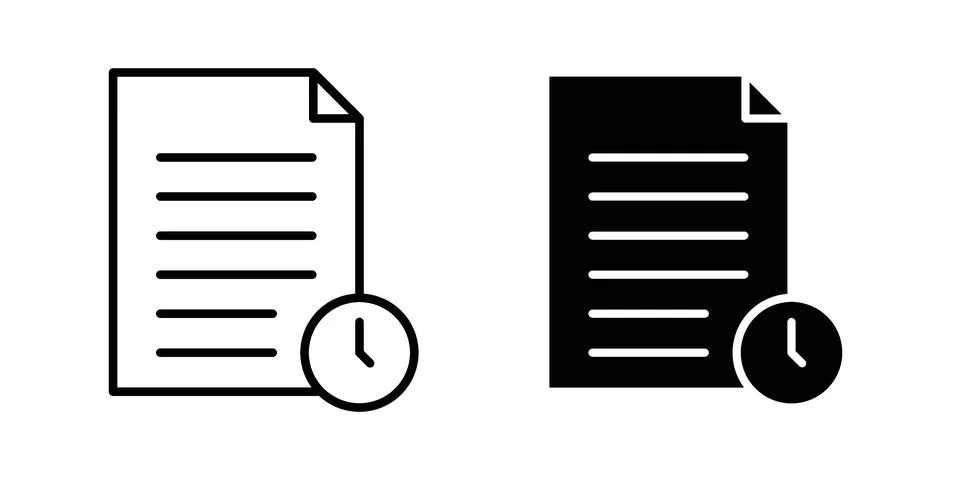 Time management icon vector concepts, line and silhouette style Stock Illustration