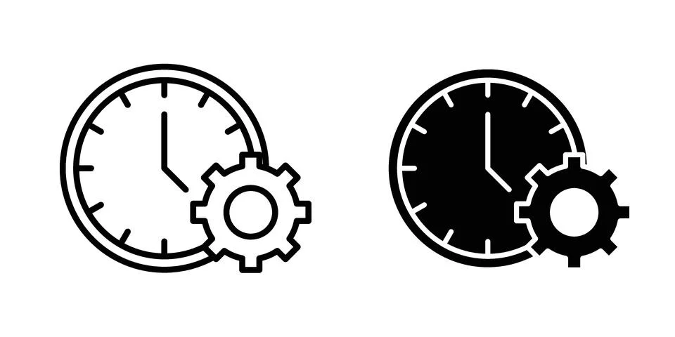 Time management icon vector concepts, line and silhouette style Stock Illustration