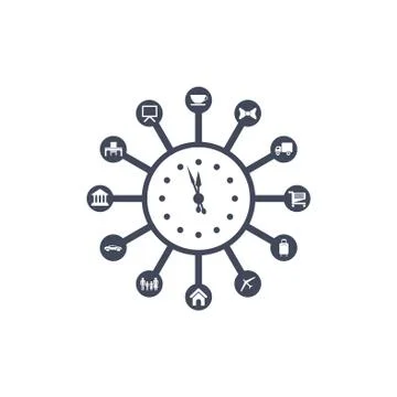 Time Management Icon Vector flat design style Stock Illustration