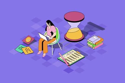Time Management Isometric Illustration Illustrazione stock