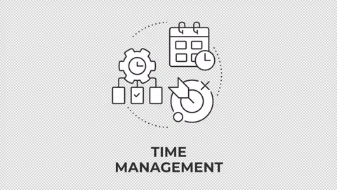 Time management line concept icon animation Stock Footage 340576761