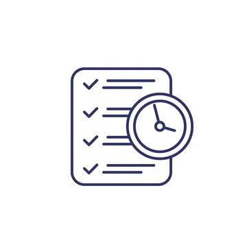 Time management line icon with checklist and clock Illustrazione stock