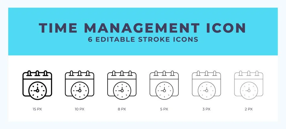 Time management line icon with different stroke. Vector illustration. Stock Illustration