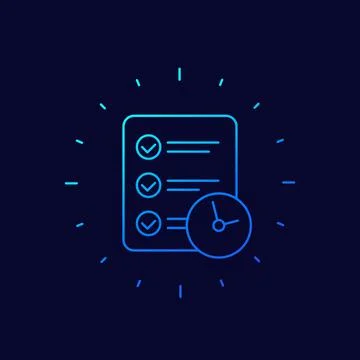 Time management line icon, vector 스톡 일러스트