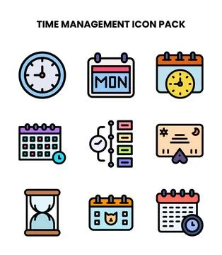 Time Management Lineal Color Vector Icons Pack Stock Illustration