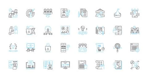 Time management linear icons set. Prioritization, Scheduling, Productivity Stock Illustration