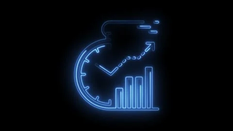 Time management optimization with growing business chart neon glow animatio.. Video stock 316675745