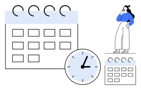 Time management, organization, productivity, planning, scheduling, work-life  Stock Illustration
