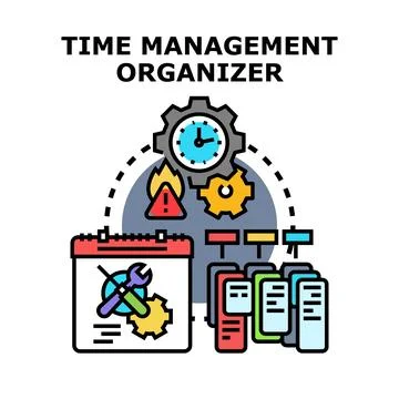 Time management organizer planning tasks and scheduling work Stock Illustration