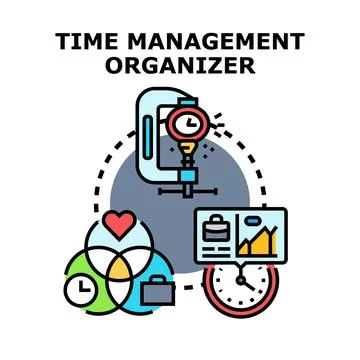 Time management organizer planning workload and life balance Stock Illustration