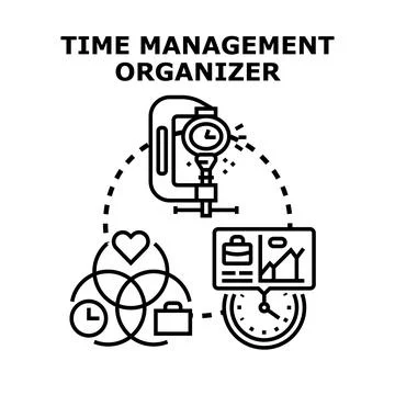 Time management organizer planning workload and life balance Stock Illustration