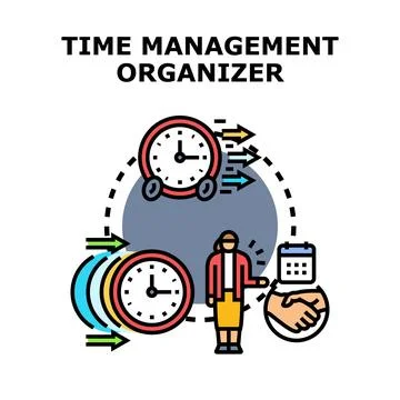 Time management organizing and planning work process Stock Illustration