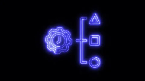 Time Management Outline Icon in HD Video Neon Animation Vídeo Stock 304554069