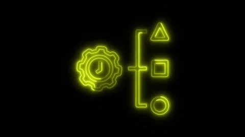 Time Management Outline Icon in HD Video Neon Animation Stockbeeldmateriaal 304554072