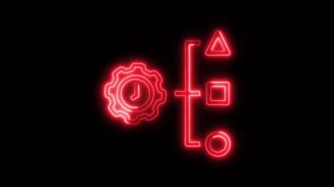 Time Management Outline Icon in HD Video Neon Animation Stock-Footage 304554073