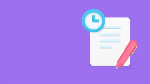 Time management paperwork deadline working efficient organization 3d icon r.. Stock Illustration