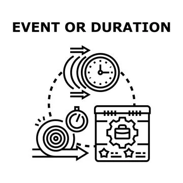 Time management planning an event duration timeline Stock Illustration