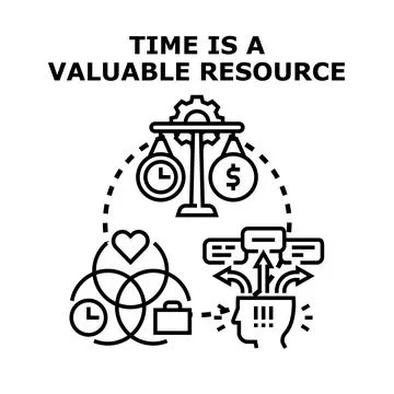 Time management planning, resource allocation balance concept icon Stock Illustration