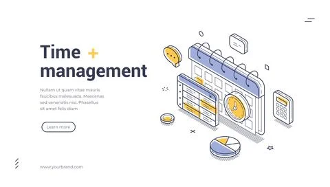 Time Management Planning Schedule Isometric Banner Template Vector Illustrati Stock Illustration
