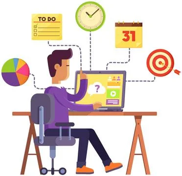 Time management, planning, working time. Time organization efficiency. Schedule Stock Illustration