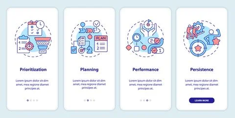 Time management prioritization onboarding mobile app screen Stock-Illustration